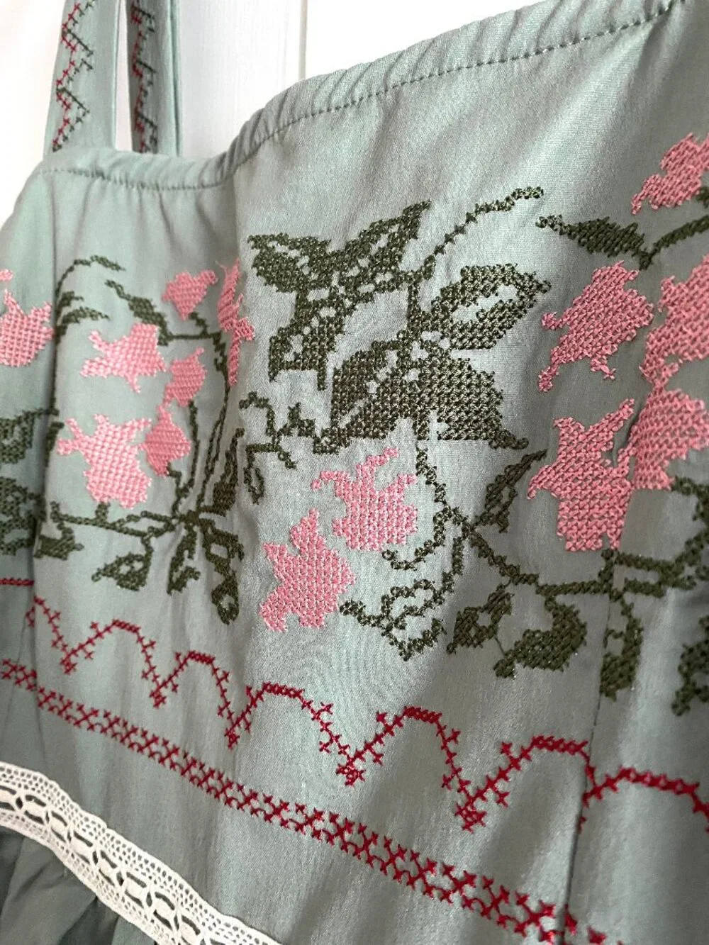 Vintage Tiered Embroidered Dress S